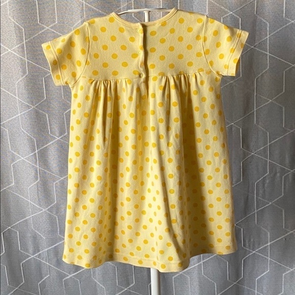 LE TOP- yellow dot dress, embroidered cats on bodice, three snap back - Picture 5 of 8